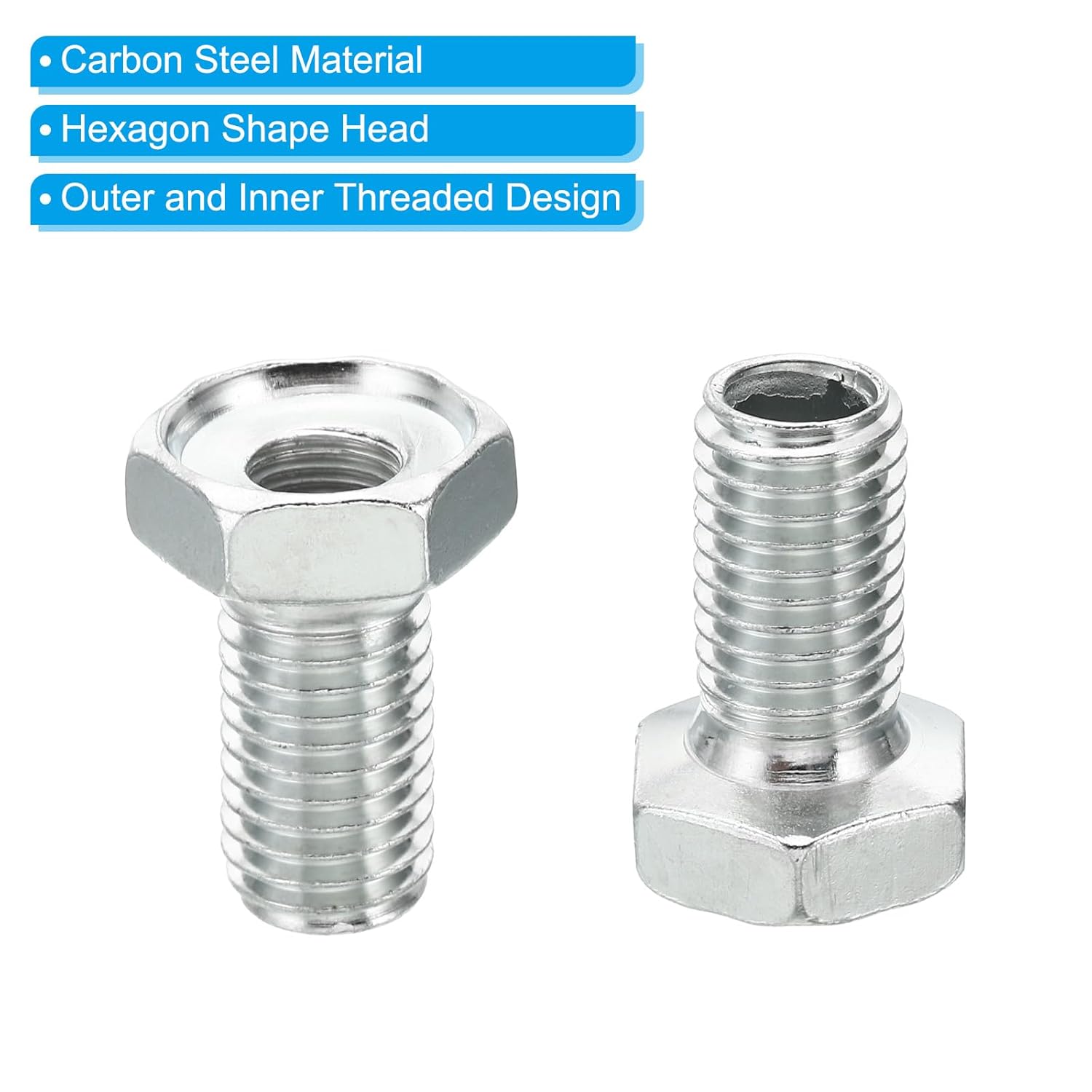 M14x2 to M10x1 Hex Hollow Bolts Hex Thread Reducing Connector,  Hollow Bolt Reducing Nut Screw Sleeve Through Hole Fasteners Adapter Reducer Hardware