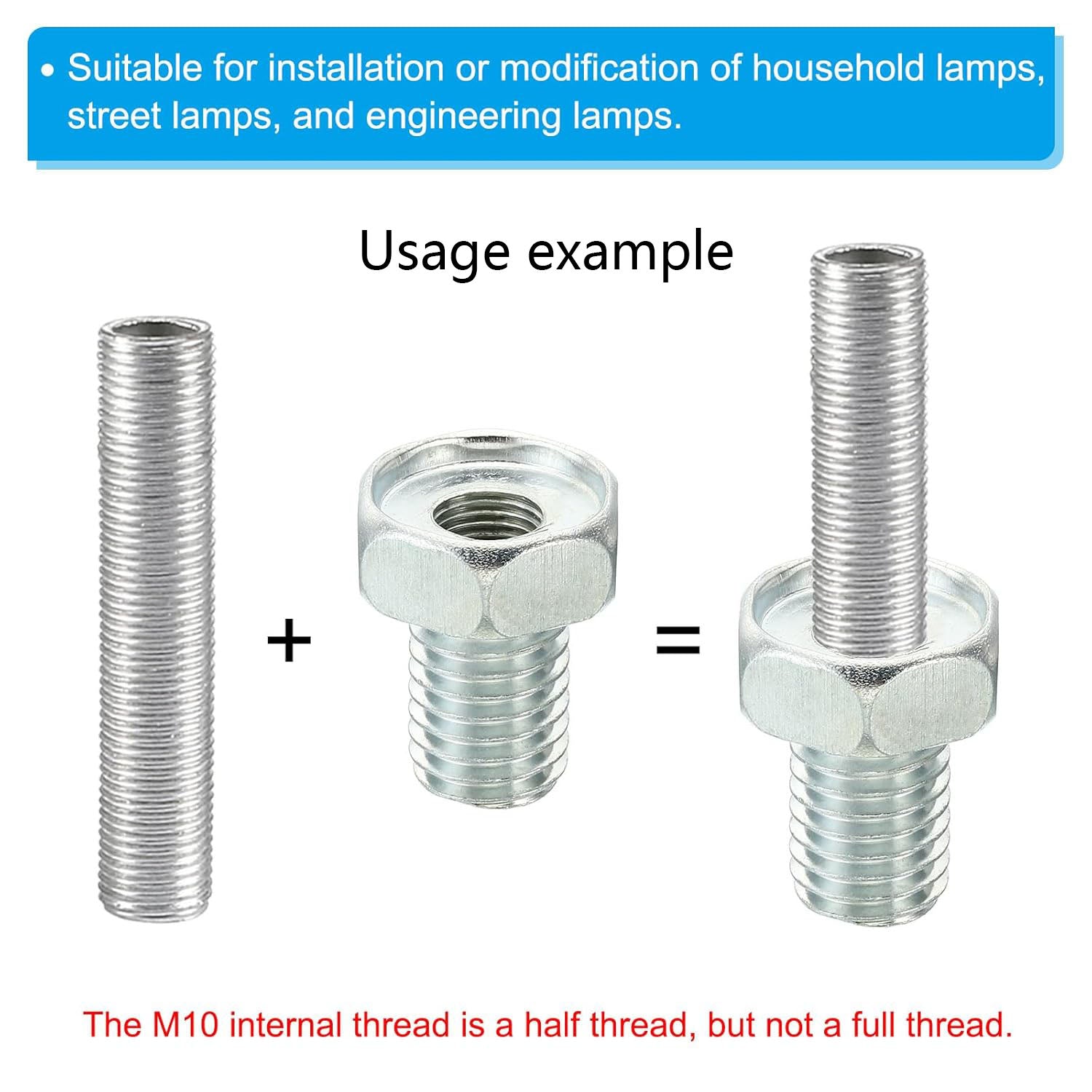 M14x2 to M10x1 Hex Hollow Bolts Hex Thread Reducing Connector,  Hollow Bolt Reducing Nut Screw Sleeve Through Hole Fasteners Adapter Reducer Hardware