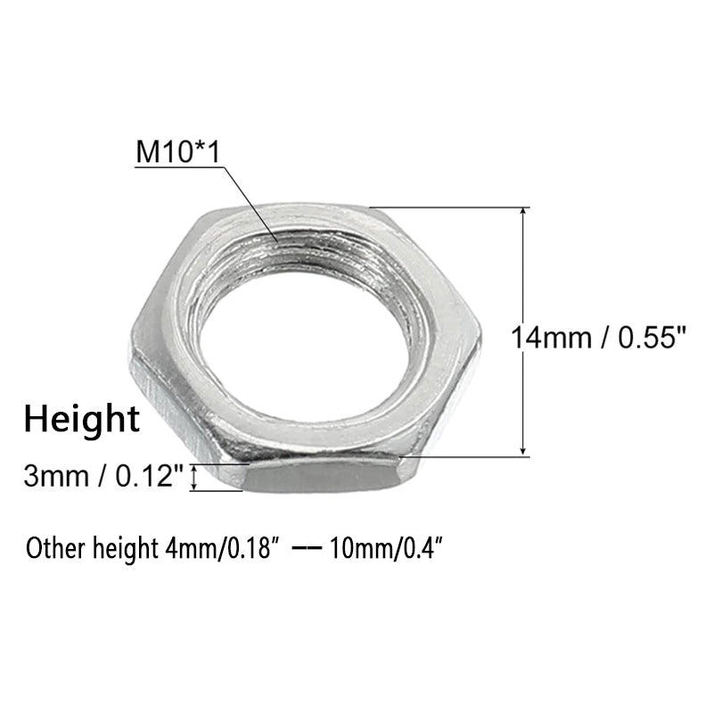 M10 Hex Nuts Metric Thread Carbon Steel Hex Nuts M10x1  M10X1.5