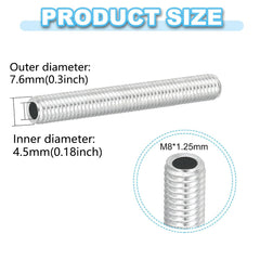 M8x1.25 threaded hollow pipe coarse thread tube  pole