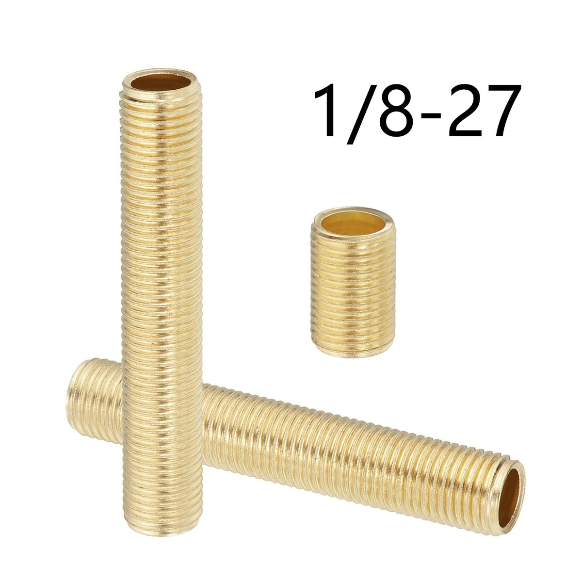 Fully Threaded Rods  Studs  1/8IP Standard Thread Brass Lamp Pipe Nipple,  Hollow Tube Adapter Coupler Connector Pipe Fitting Hardware