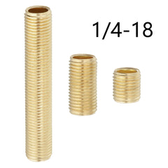 Fully Threaded Rods  Studs 1/4IP Standard Thread Brass Lamp Pipe Nipple, Hollow Tube Adapter Coupler Connector Pipe Fitting Hardware